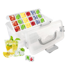 Load image into Gallery viewer, Kibhous 4 Pcs Ice Cube Trays with Lid and Bin, Silicone Plastic Ice Cube Molds for Freezer with Ice Box (72 Ice Cubes)
