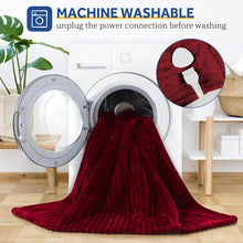 Load image into Gallery viewer, Heated Blanket Electric Throw, 50"x60" Heating Blanket Throw, 6 Heat Levels &amp; 1-8 Hours Auto-off over-Heat Protection, Ribbed Flannel to Sherpa, Machine Washable, Red
