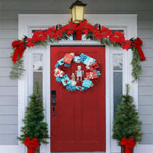 Load image into Gallery viewer, 2PCS Poinsettia Christmas Flowers Decorations Garland String Lights - 6.5FT Xmas Tree Artificial Ornaments Indoor/Outdoor Party Decor with Holly Leaves &amp; Timer (Not Batteries)
