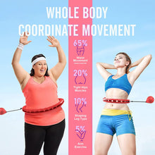 Load image into Gallery viewer, Smart Weighted Fit Hoop Plus Size for Adults Weight Loss, Hula Circle-2 in 1 Infinity Fitness Hoop, 24 Links Detachable &amp; Size Adjustable, with Ball Auto Rotate 360 Degree for Women
