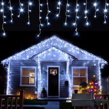 Load image into Gallery viewer, 360 LED Christmas Icicle Lights, 29.5 FT Curtain Fairy Icicle String Lights, Christmas Decorations, Led Twinkle Lights for Holiday, Party, Wedding, Eaves, White
