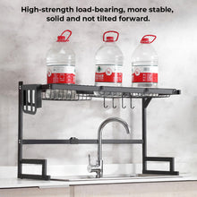 Load image into Gallery viewer, Kibhous Over Sink Dish Drying Rack - Large Dish Drainer Adjustable Drying Rack (26.5" to 33.5" W), Large Capacity Stainless Steel Dish Rack, Multifunctional Kitchen Organizers and Storage Rack, Black
