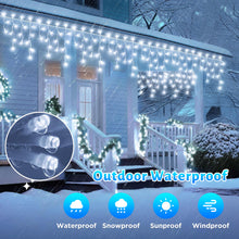 Load image into Gallery viewer, Uncahome 99ft Christmas Icicle Lights, Curtain Fairy Icicle String Lights with 228 LEDs, Christmas Twinkle Lights for Holiday, Party, Christmas Decorations, White
