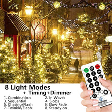 Load image into Gallery viewer, 66ft LED Christmas Tree Lights Indoor Plug in, 8 Modes Twinkle Christmas String Lights for Indoor Outdoor Xmas Tree Wedding Party Decoration (Warm White)
