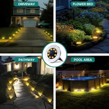 Load image into Gallery viewer, Maraawa Solar Ground Lights Solar Garden Lights 8 Pack Waterproof LED Disk Lights for Pathway, Yard, Patio and Walkway, White
