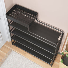 Load image into Gallery viewer, 6-Tier Free Standing Shoe Rack, 39.7In Shoe Shelf, Entryway Shoe Organizer Storage Cabinet, with 5 Fabric Shelves and Storage Top for Bags or Shoes, Black
