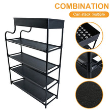 Load image into Gallery viewer, 5-Tier Free Standing Shoe Rack, 30.9 Inches Shoe Shelf, Entryway Shoe Organizer Storage Cabinet, with 4 Fabric Shelves and Storage Top for Bags or Shoes, Black

