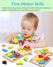 Load image into Gallery viewer, Wooden Puzzles Toddler Toys Traffic Shape Jigsaw Puzzles Gift for 1 2 3 Year Old Boys Girls Montessori Bright Color 6 Pack
