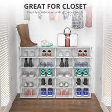 Load image into Gallery viewer, Mighty Rock 8 Tiers Flexible Combination Shoe Rack, Shoe Organizer for Closet, Free Standing Small Shoe Shelf Plastic Stackable Shoe Rack Storage Organizer White
