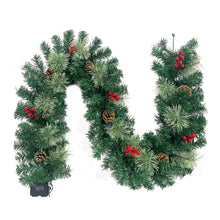 Load image into Gallery viewer, Christmas Garland Pre-Lit Artificial Green with Pine Cones Berry Clusters 40 Lights 6ft for Winter Christmas Indoor Outdoor New Year Xmas Decorations
