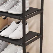 Load image into Gallery viewer, 5-Tier Free Standing Shoe Rack, 30.9 Inches Shoe Shelf, Entryway Shoe Organizer Storage Cabinet, with 4 Fabric Shelves and Storage Top for Bags or Shoes, Black
