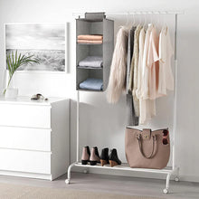 Load image into Gallery viewer, Hanging Closet Organizer Storage 3 Shelf Cloth Hanging Shelves for Closet Space Saver Easy Mount Foldable Gray 2 Pack
