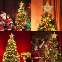 Load image into Gallery viewer, Christmas Star Tree Topper, Lighted Christmas Tree Topper, Hollow Gold Lighted Tree Star, LED Light up Xmas Tree Topper with 30 LE
