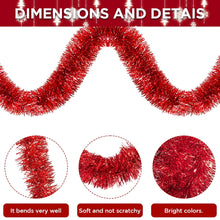 Load image into Gallery viewer, Uncahome 2 Pcs 50 Feet Red Christmas Tinsel Garlands, Red Metallic Twist Garland Hanging Garland Ornaments, for Christmas Tree Party Supplies, Indoor and Outdoor Decoration
