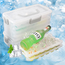 Load image into Gallery viewer, Kibhous 4 Pcs Ice Cube Trays with Lid and Bin, Silicone Plastic Ice Cube Molds for Freezer with Ice Box (72 Ice Cubes)
