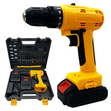Load image into Gallery viewer, Aedavey 20V Cordless Drill, 18 Position Clutch Drill with 22 Pieces Drill Set, 3/8in Keyless Chuck Power Drill with 2 Batteries and Charger, Yellow Driller Set
