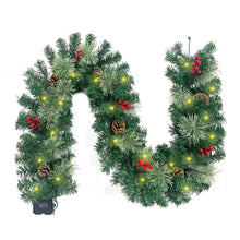 Load image into Gallery viewer, Christmas Garland Pre-Lit Artificial Green with Pine Cones Berry Clusters 40 Lights 6ft for Winter Christmas Indoor Outdoor New Year Xmas Decorations
