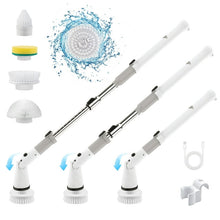 Load image into Gallery viewer, Electric Spin Scrubber, Cordless Power Brush Floor Scrubber with Adjustable Extension Arm and 4 Replaceable Bathroom Cleaning Brush Heads, Ideal for Tub, Tile, and Floor Cleaning , White
