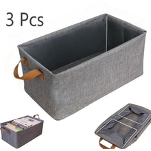 Load image into Gallery viewer, Kibhous 3 Pcs Fabric Storage Bins, 25L Foldable Storage Cubes with Steel Frame Support, Foldable Wardrobe Storage Box Pocket, Dark Gray
