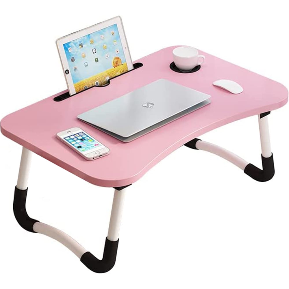 Mighty Rock Laptop Desk Foldable Bed Tray Table Laptop Bed Stand Standing Table for Bed Sofa Couch Floor Pink