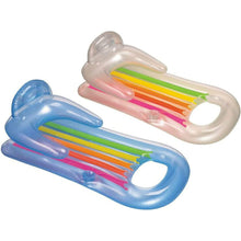 Load image into Gallery viewer, Silensys 2-Piece Float Set Lounger Inflatable Pool Floats, Translucent Adult Inflatable Reclining Chair, Pedal and Cup Holder, White and Blue
