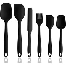 Load image into Gallery viewer, Silicone Spatula Set of 6 , Heat Resistant Silicone Spatula Kitchen Utensils for Baking , Cooking , Nonstick Cookware Dishwasher Safe Silicone Spatula, Black
