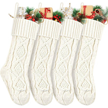 Load image into Gallery viewer, Swtroom 4 Pack Christmas Stockings 18in Large Size Cable Knitted Stocking Gifts &amp; Decorations for Family Holiday Xmas Party, Ivory White
