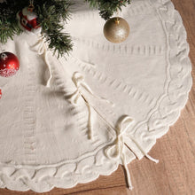 Load image into Gallery viewer, White Knitted Christmas Tree Skirt, 48 In White Cable Knit Christmas Tree Mat Rustic Farmhouse Home Decorations Xmas Holiday Party Decor
