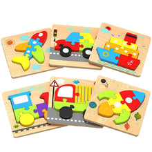Load image into Gallery viewer, Wooden Puzzles Toddler Toys Traffic Shape Jigsaw Puzzles Gift for 1 2 3 Year Old Boys Girls Montessori Bright Color 6 Pack
