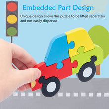 Load image into Gallery viewer, Wooden Puzzles Toddler Toys Traffic Shape Jigsaw Puzzles Gift for 1 2 3 Year Old Boys Girls Montessori Bright Color 6 Pack
