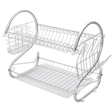 Load image into Gallery viewer, Mighty Rock Bowl Rack Dish Rack 2 Tier Dish Rack with Cup Holder, Dish Drainer with Drainboard Stainless Steel Dish Drying Rack for Compact Kitchen
