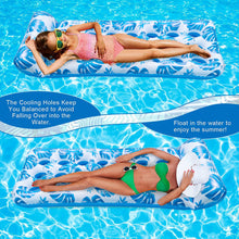 Load image into Gallery viewer, COWIN Inflatable Pool Floats Raft Water Hammock Lounge Adults with Headrest Floating Pool Lounge Contour Lounger for Men Women 73 x 34 Inches (Blue)
