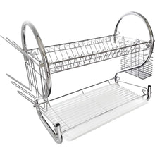Load image into Gallery viewer, Mighty Rock Bowl Rack Dish Rack 2 Tier Dish Rack with Cup Holder, Dish Drainer with Drainboard Stainless Steel Dish Drying Rack for Compact Kitchen
