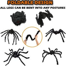 Load image into Gallery viewer, Funsmile Halloween Spider Decorations Set 5ft Giant Spider 16.4ft Spider Webs 20 Small Spiders Cotton Wool Yard Home Party Haunted Decor
