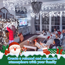 Load image into Gallery viewer, Uncahome 99ft Christmas Icicle Lights, Curtain Fairy Icicle String Lights with 228 LEDs, Christmas Twinkle Lights for Holiday, Party, Christmas Decorations, White
