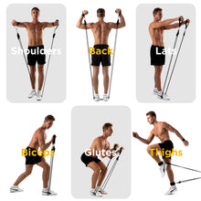 Load image into Gallery viewer, Movsou Resistance Exercise Bands Workout up to 150 Lb., Indoor and Outdoor with Door Anchor and Handles for Strength, Slim, Yoga, Home Gym Equipment for Men and Women
