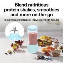 Load image into Gallery viewer, Kibhous Wireless Portable 6-Blade Electric Sand Ice Juice Cup, Portable Blenders Used for Baby Food, Travel, Gym and other USB Rechargeable Mini Blenders（Blue）
