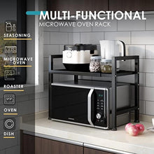 Load image into Gallery viewer, Uncahome 2-Tier Microwave Oven Rack Baker's Rack Shelf for Kitchen Utensils Adjustable Shelf Organizer for Kitchen Counter Black

