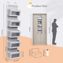 Load image into Gallery viewer, Movsou Over The Door Pocket Organizer Fabric Hanging Closet Clear Window Storage Bag with Mental Hooks Gray for Pantry Baby Nursery Bathroom Closet Dorm, Gray
