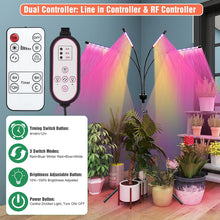Load image into Gallery viewer, LED Grow Lights for Indoor Plants Full Spectrum Plant Light with 4-Head LED Grow Light, 15-60 inches Adjustable Tripod Stand, Red Blue White Floor Grow Lamp with 4/8/12H Timer with Remote Control
