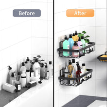 Load image into Gallery viewer, 5-Pack Shower Caddy, Adhesive Shower Organizer for Bathroom Storage &amp; Kitchen, No Drilling, Rustproof Stainless Steel Bathroom Organizer, Shower Shelves for Inside Shower, Black
