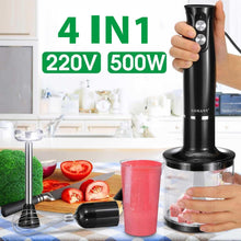 Load image into Gallery viewer, Immersion Hand Blender 4-in-1 500W Stick Blender with Chopper Beaker Whisk 2 Speed for Smoothies Shakes Sauces,Black
