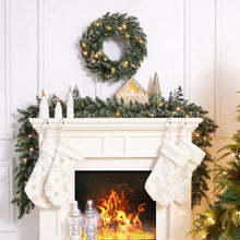 Load image into Gallery viewer, Swtroom 18ft Christmas Garland with Battery Operated 50 LED Lights and Timer Snow Flocked Christmas Decorations Xmas Garland for Stairs Fireplaces Wall Door Xmas Garland
