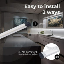 Load image into Gallery viewer, Kibhous 3 Pcs 12" Dimmable Under Cabinet Lights, 12W Under Counter LED Light Bar Linkable Kit with Dimmer Switch Kitchen, Counter Showcase, Shelf Lighting (3000K Warm White)

