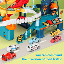Load image into Gallery viewer, Dinosaur Space Track Toys Race Car Track Set 4 Cars with Light Sound Educational Christmas Birthday Gift for kids Age 3+
