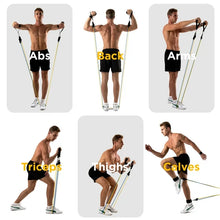 Load image into Gallery viewer, Resistance Bands Exercise Bands Workout Bands - Up to 150lb, Indoor and Outdoor Bands with Door Anchor and Handles for Strength, Slim, Yoga, Home Gym Equipment for Men/Women
