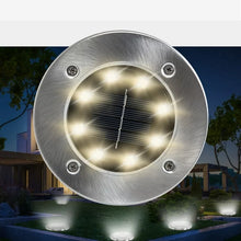 Load image into Gallery viewer, Cowin 8 Pack Solar Ground Lights 8 LED Solar Lights Outdoor Solar Powered Garden Lights Waterproof in-Ground Disk Lights for Patio Pathway Garden Lawn Yard Driveway Deck Walkway
