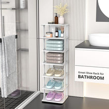 Load image into Gallery viewer, Mighty Rock 8 Tiers Flexible Combination Shoe Rack, Shoe Organizer for Closet, Free Standing Small Shoe Shelf Plastic Stackable Shoe Rack Storage Organizer White
