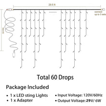 Load image into Gallery viewer, 360 LED Christmas Icicle Lights, 29.5 FT Curtain Fairy Icicle String Lights, Christmas Decorations, Led Twinkle Lights for Holiday, Party, Wedding, Eaves, White
