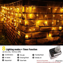 Load image into Gallery viewer, Uncahome 99ft Christmas Icicle Lights, Curtain Fairy Icicle String Lights with 228 Drops, Led Christmas Twinkle Lights for Holiday, Party, Christmas Decorations, Yellow
